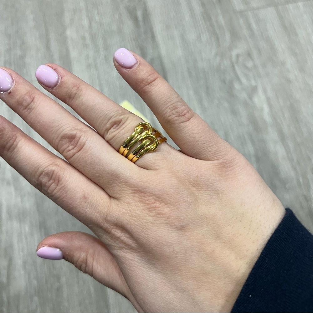 18K Gold Plated Interlocking Ring: Sterling Silver Stackable Band Etsy Size 9